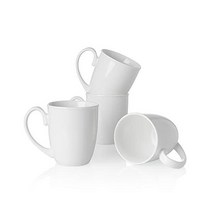 머그컵 스위즈 617.401 도자기 머그잔 - 18온스 라지 커피 머그 차용 머그잔 카푸치노 라떼 커피 코코아 4개 세트 화이트