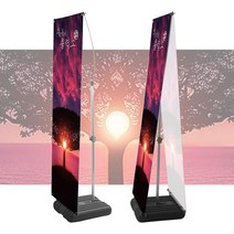 우리동네출력소 실외 물통 배너거치대 입간판 갤럭시 Y 배너 출력 현수막 제작, 갤럭시 Y배너 양면 1개, 블랙아웃배너 유광 코팅 2장