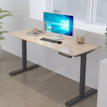 스마트 자동 높낮이 조절 책상 테이블 전동 높이조절 책상, 블랙 프레임 + 라이트월넛 상판