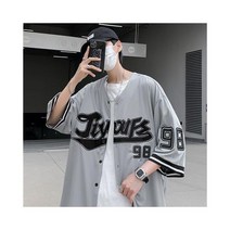 야구복반티 야구반티 반티야구복 야구 셔츠 여성 및 남성 히피 빈티지 오버사이즈 힙합 스트리트웨어 한국 스타일 반팔 버튼 업 블라우스 여름