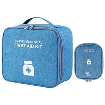 2pcs 대용량 응급가방 응급처치용 가방 정리함 여행용 의약품 가방, 하늘색