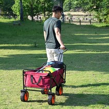 롱바디 캠핑 웨건 원터치 폴딩 접이식 핸드 카트 오픈형 손 수레 캐리어 휴대용, 블랙