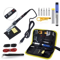 버닝 우드버닝 납댐 burning USEU 80W LCD 디지털 주석 납땜 인두 키트 8 in 1 스크루 드라이버 도구 마이크로 용접 도구용 납땜 핀셋 세트, 보라, 우리를