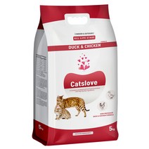 [캣츠랑5kg4] 캣츠러브 전연령 오리와치킨 고양이 건식 사료 5kg, 1개