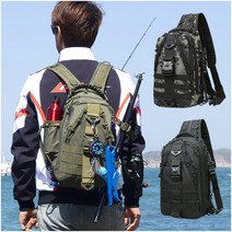 2세대 루어 민물 배스 바다 낚시 수납 밀리터리 슬링백 백팩 배낭 크로스 멀티 보조 가방, 블랙