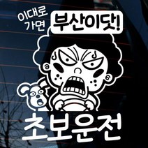 뭉키데코 자동차스티커 이대로가면 부산이닷 초보운전 반사지, 화이트, 1개
