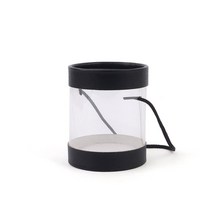 끈손잡이 원형 선물 상자 사각 투명 포장 케이스 캔들 디퓨저 비누 쿠키 포장용 선물용 소형 손잡이 박스, 기본, 원형 8x9.5cm 블랙