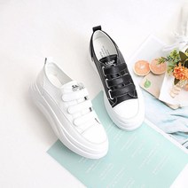데일리 여성 찍찍이 3선 밸크로 키높이 굽4cm 캐주얼 스니커즈 운동화