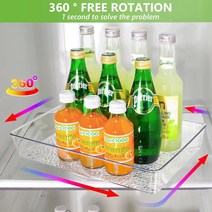 WIFER Lazy Susan 냉장고용 정사각형 정리함 투명 턴테이블 직사각형 냉장고 보관 캐비닛 테이블 식료품 저장실 주방 조리대용 조리대 조미료 랙 30.8cm12.2인치