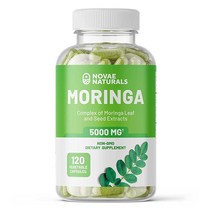 모링가 파우더 캡슐 - 슈퍼푸드 보충제 올레페라 잎 1회 제공당 5000mg 비건 캡 120개