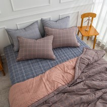 로뎀 베이직체크 마이크로모달 간절기 누비이불 이불 호텔 패드 베개 침구 SS Q