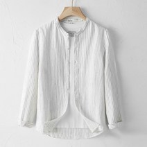 여름 얇은 핀 스트라이프 쁘띠 칼라 린넨 9부 셔츠 남 루즈핏 캐주얼 면 마에 여자셔츠 여성블라우스 여자흰셔츠 여성반팔셔츠 여성롱남방 여성셔츠