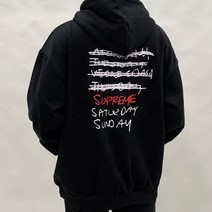 슈프림 정품 필기썬데이 기모 겨울 오버핏 남녀공용 후드티