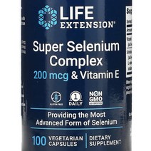 Life Extension 라이프익스텐션 슈퍼 셀레늄 컴플렉스 200mcg & 비타민 E 100 베지캡 3병, 100정, 100정