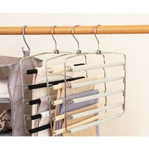 다용도5단 바지걸이 바지옷걸이 공간절약 옷장정리 회전후크 넥타이정리, 보라