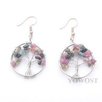 산호 귀걸이 14k 18k 웨딩 4 쌍 인기있는 패션 레이디 쥬얼리 라운드 펜던트 생명의 나무 실 버스 와이어 래핑 된 칩 스톤 IBR343