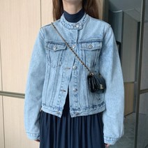 긴 소매 세척 데님 코트 가을여성자켓