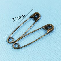 40 개 골동품 청동/흰색 안전 핀 브로치 스티치 마커 금속 바 Fasteners-28mm/31 미리메터, 한개옵션1, 01 Antique Bronze