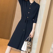 데일로엔 여성 골지 카라 리본 원피스