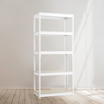앵글선반 철제 창고 다용도실선반 5단 1000 x 500 x 1800, 화이트, 9mm 양면코팅 보드