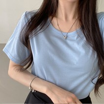 잇진 여성 베이직 무지 U넥 스탠다드핏 반팔 티셔츠