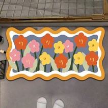 욕실 화장실 속건 연성 흡수 미끄럼 방지 고무 매트, 가벼운 럭셔리 꽃 그룹, (50cm x 80cm)* 2