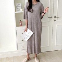 이지인이지 데일리 7부소매 플리츠주름 원피스 빅사이즈