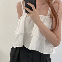 [랜덤플레이]민소매 끈 나시 프릴 캉캉 크롭 블라우스