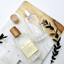 향기에반하다 아뜰리에 타입 라운드 사각 향수 스프레이 공병 50ml 예쁜 유리 클림프 글라스 퍼퓸 용기, 향수공병 50ml,브라운우드(캡)+잠금툴+스티커(노랑)