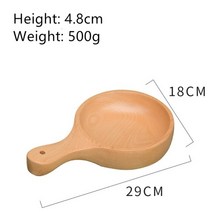 샐러드볼추천 이케아법랑 이케아파스타접시 법랑그릇 이케아접시 단단한 나무 식기 손잡이가있는 일본식 나무 원형 샐러드 그릇 스낵 플레이트 가정용 주방 용품 식기류, 18X29X4.8cm