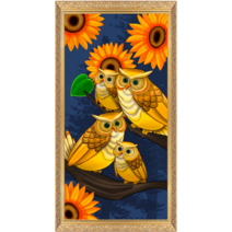 루시앤에밀리 보석십자수금전수 최신26면+AB비즈 DIY 대형보석십자수 40x80 황금부엉이가족, 1세트, 40 x 80cm 황금부엉이가족