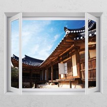 [바보사랑] ih349-하늘아래 기와집_창문그림액자_뮤럴시트지[꾸밈], 상세 설명 참조, 타입선택:C타입-엘레강스골드