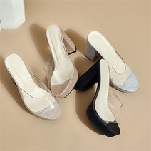 [오노마] ONM PVC 가보시힐 여름 키높이 통굽구두 데일리 슬리퍼힐