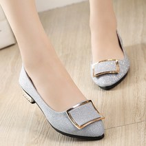 묘먀미 와이드 사각버클 반짝이펄 단화 2cm