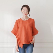 마롱패션 블라우스 프릴블라우스 린넨 프릴 러플 플레어
