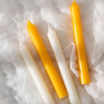 허니 밀랍 테이퍼 캔들 꿀초 비즈왁스 긴초, 화이트, 유리 촛대 추가, 1개