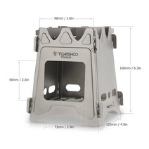 TOMSHOO 티타늄/StainlessSteel 목재 굽기 스토브 휴대용 캠핑 야외 장작 용광로 경량 피크닉 생존 요리, 01 Titanium