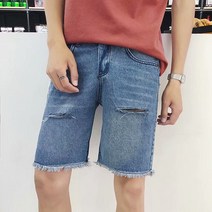 남성 청반바지 여름 남자 5부 개성프렌치 데님 팬츠 뉴타임즈 C16 F367G754
