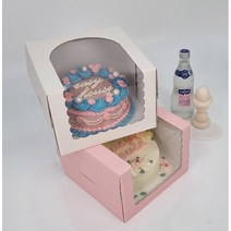 10매 물결 쉬폰케이크 상자 아이보리색상 1호 21x21x15cm 미니사이즈 받침포함가 국내제작 당일발송, 10매 21x21x15cm 1호