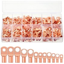 170Pcs 배터리 케이블 끝 배터리 와이어 러그 Eyelets 관형 링 터미널 커넥터 AWG4 AWG6 AWG8 AWG10 AW, 01 주황색