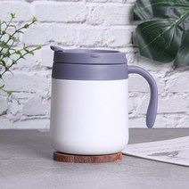 보온보냉 볼륨 스텐머그 텀블러 350ml/뚜껑있는 손잡이 텀블러 이중진공 캠핑컵 커피잔, 화이트