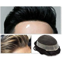리리컬 헤어 슈퍼 얇은 프렌치 레이스 남성용 Toupee 레미 인모 시스템 클리어 폴리 스킨 어라운드 가발 투피 투명 헤어피스 교체8x6 1B 오프 balck120 빛에서 중간, 단일수량