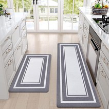 ASPMIZ 모던 주방 매트 세트 피로 방지 2피스 미끄럼 방수 및 러그 쿠션 세탁 가능한 바닥 인체 공학적 컴포트 매트 가정용 45.7 x 121.9cm(18 48인치) +, ⭕grey texture