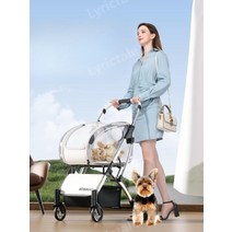 리릭테일 강아지유모차 원터치 소형견 퍼피웨건, 투명