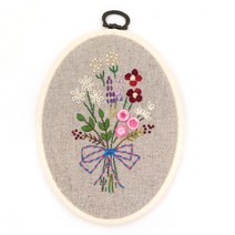 엔조이스티치/ 프랑스자수패키지-들꽃 꽃다발/ 수틀액자만들기/ 자수수업 공방 패키지JS1004/ 초보자용자수패키지, 아이보리