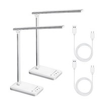 Retisee 2 Pcs LED Desk Lamp with USB Charging Port Reading Table Lamp 5 Lighting Modes 5 Brightness