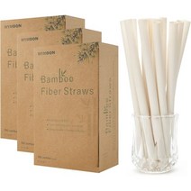 대나무 섬유로 만든 생분해성 스무디 보바 빨대 - 총 300개(100개 3팩), 300 Count