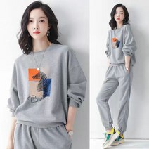 봄가을 여성 캐주얼 빅사이즈 맨투맨+조거팬츠 운동복세트