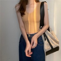숏탑끈나시 운동 캐미솔 여성 겨울 가을 이너웨어 왕골 브이넥 이쁜등 심리스 가슴랩 상의 트렌드 2263489101