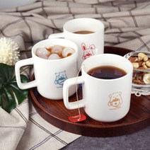 [천삼백케이] [티스카페] 티스카페 스퀘어 머그 S-화이트 (세라믹) 300ml, 티미(브라운), 선택:티미(강아지_브라운)